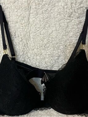 Victoria's Secret Black Lace Push-Up Bra with Gold Accents